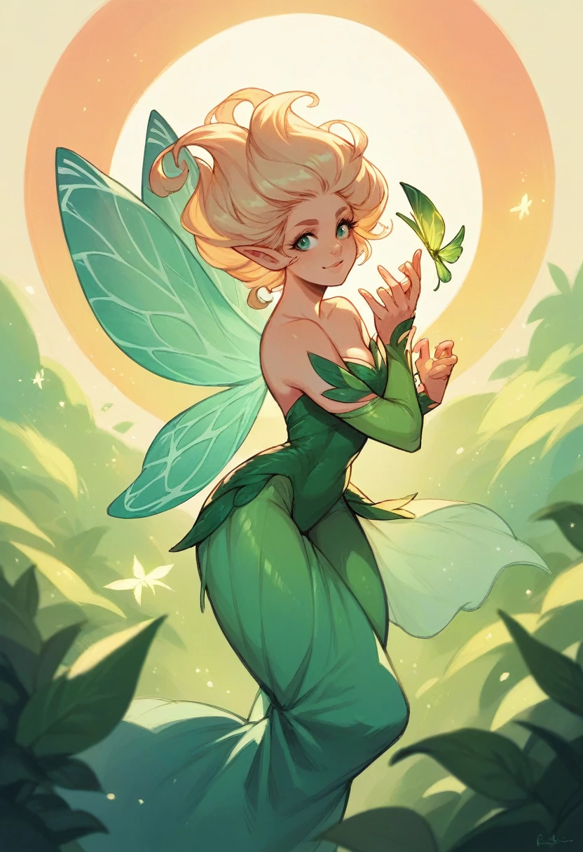 Beautiful fairy with beautiful hair with power of sunrise