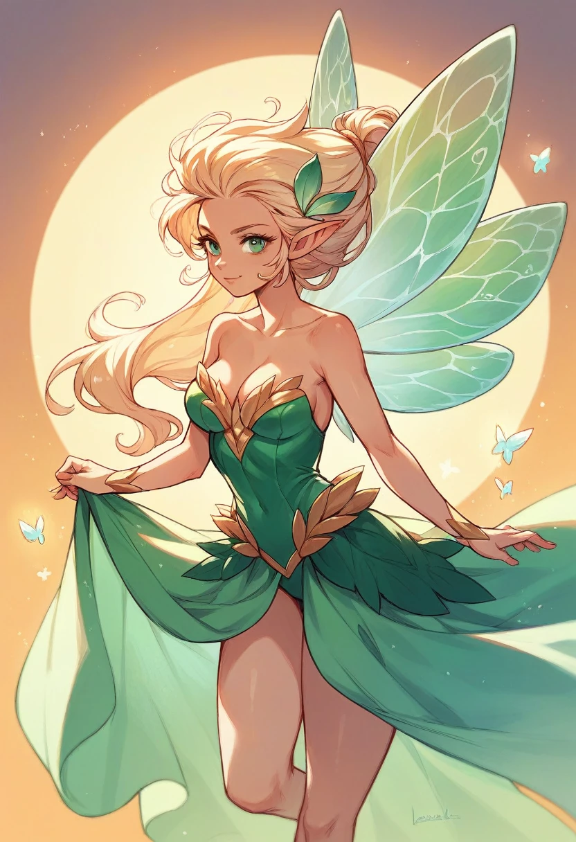 Beautiful fairy with beautiful hair with power of sunrise