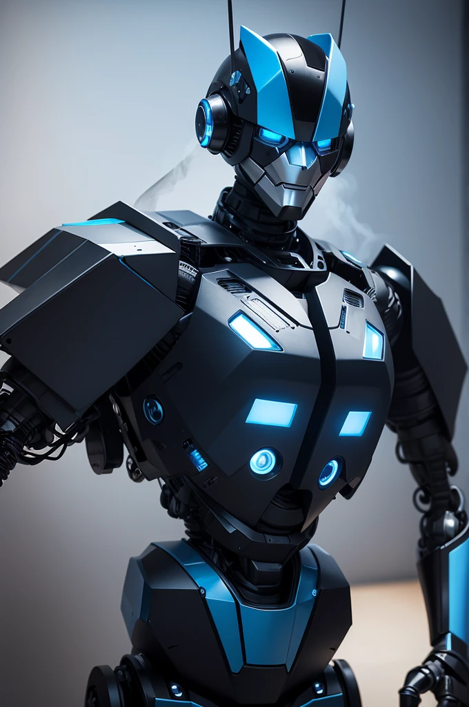 Create a smokeless blue and black robot
