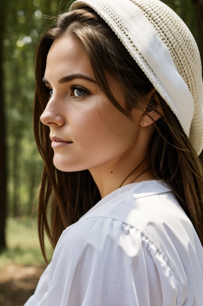 White woman portrait facing forward