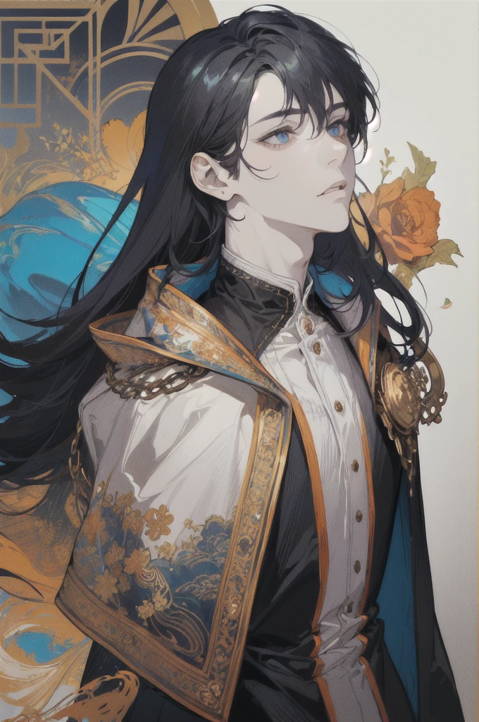 harf body,Handsome man,mature male,facial muscle,man、(masterpiece, highest quality, official art:1.2), (flat color:1.5),(colorful),1 man,alone, white background, ,(2D:1.5) ,adam’s apple,larynx,sharp nose,