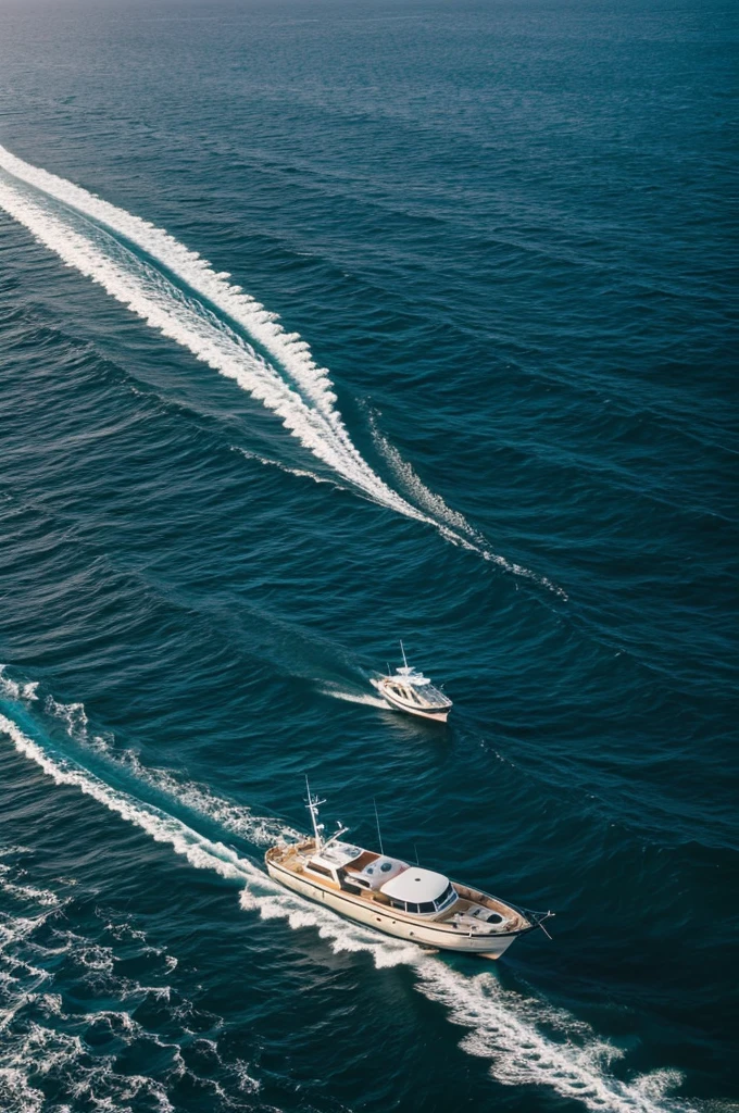 A small boat in the ocean 