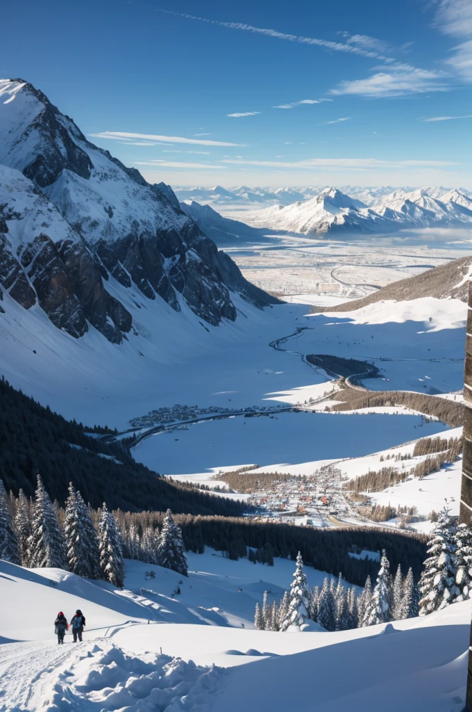 city inside of a snowy mountain, from outside