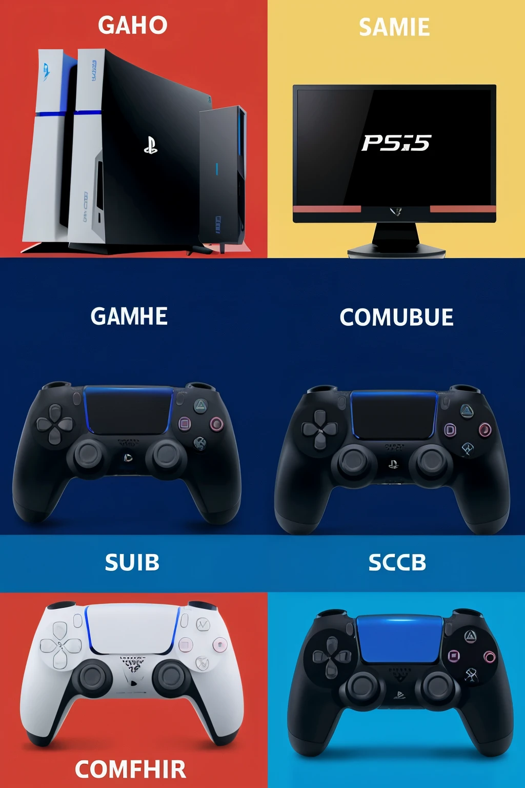 A side-by-side comparison of a PS5 console and a gaming PC, highlighting the CPU, GPU, RAM, and SSD specifications of each. The image should feature icons or diagrams of these components with labeled specifications, showcasing how each part in a gaming PC matches up to the PS5's hardware. A price tag could be included for each setup to illustrate the cost difference.