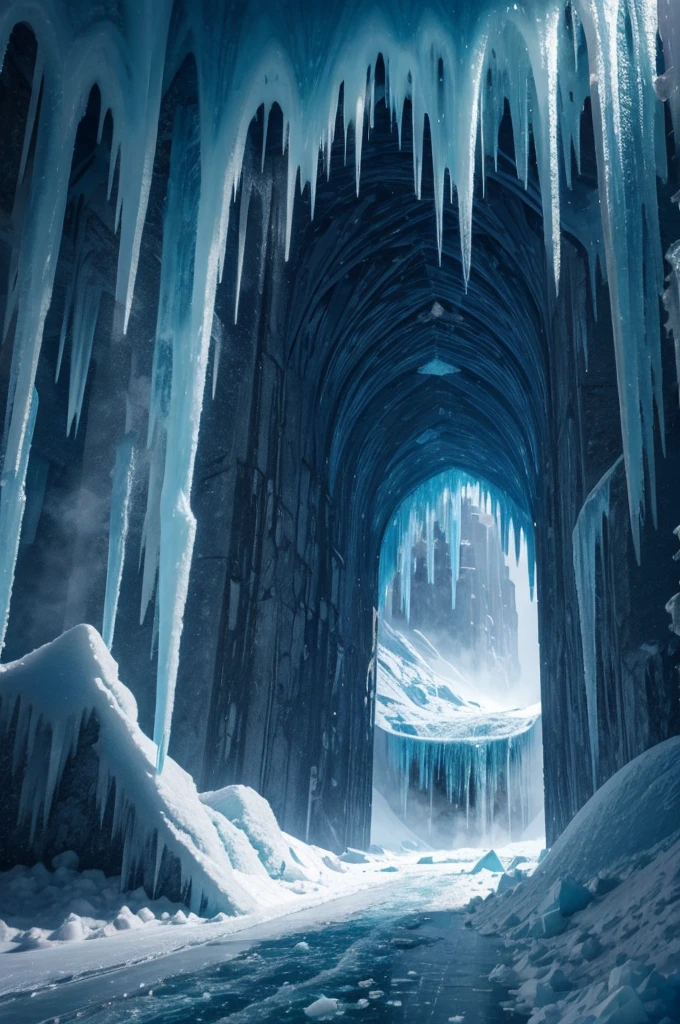 city inside of icy mountain, from outside