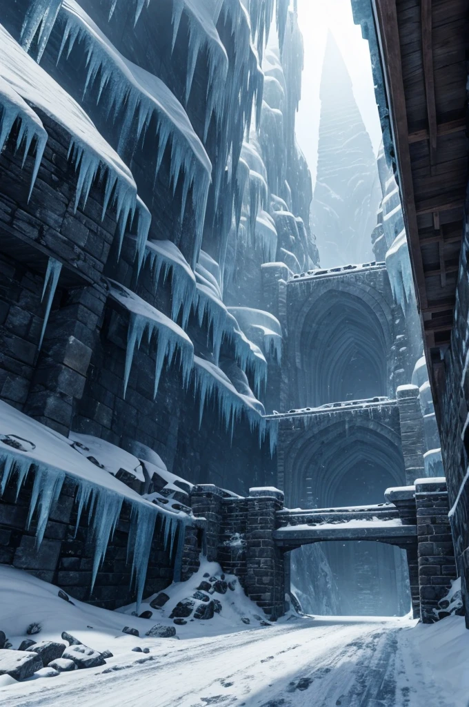 stone city inside of icy mountain, from outside
