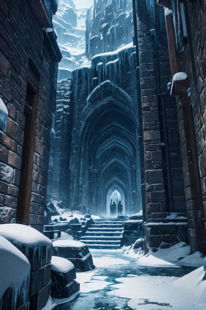 stone city inside of icy mountain, from outside