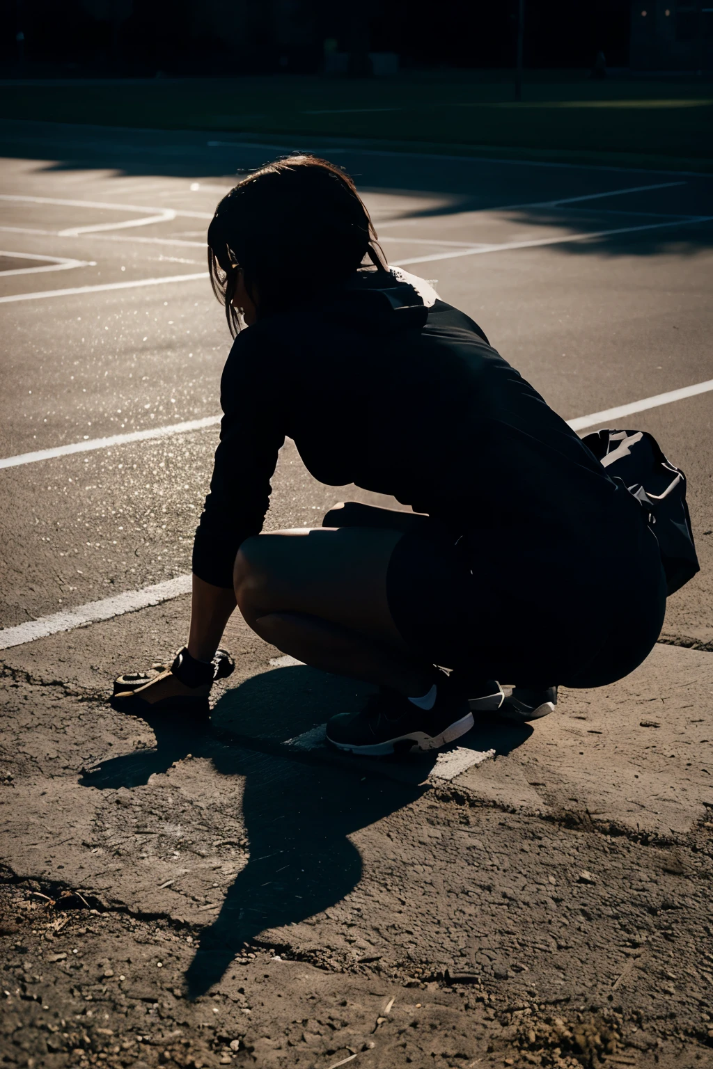 Shadow of people training with the Nike logo