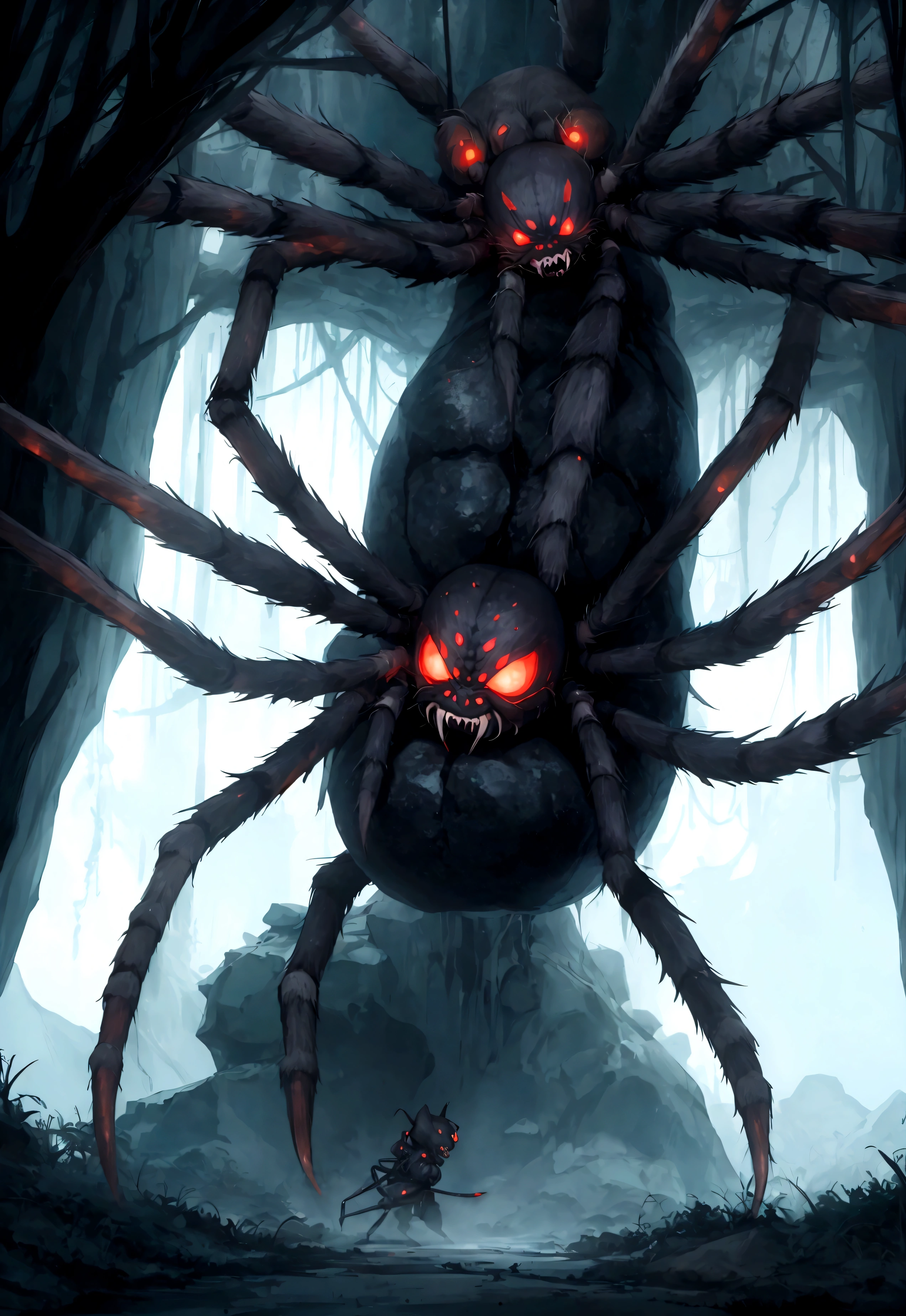 Women. Pregnant with a giant Mutant Spider's egg, and her uterus releases the Egg and Fluid of the giant Mutant Spider. Also he is surrounded by giant mutant spiders who are ready to have sexual relations with the woman