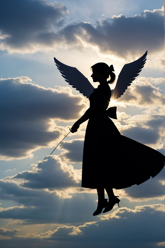 Angel silhouette with a bow