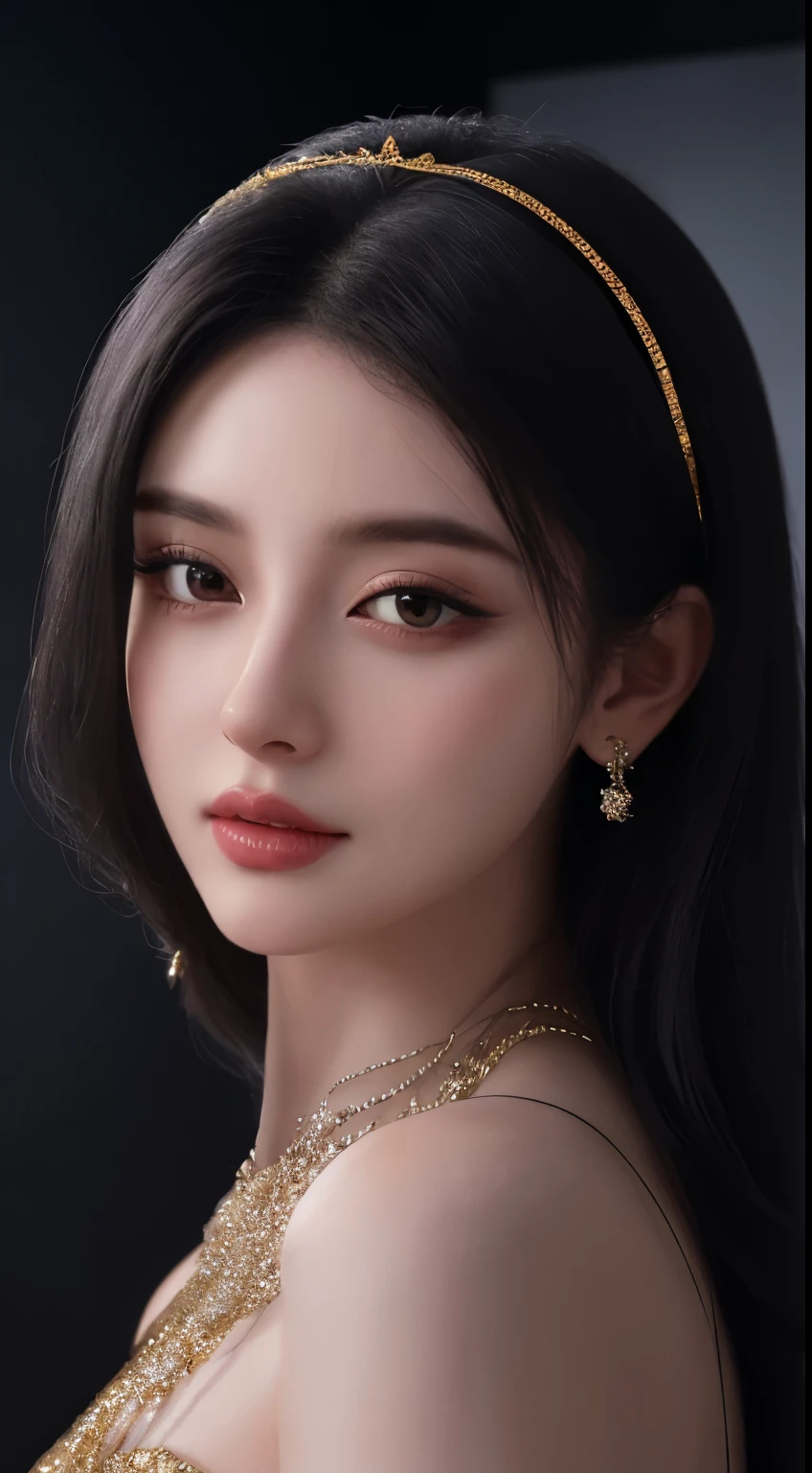 a close up of a woman wearing a gradient black crystal jewel veil and a gold head piece, stunning digital illustration, face covered in beautiful veil,4k highly detailed digital art, beautiful digital artwork, arabian beauty, beautiful digital illustration, 8k stunning artwork, 8k high quality detailed art, intricate wlop, detailed beauty portrait, arabian princess, detailed beautiful portrait, beautiful art uhd 4 k