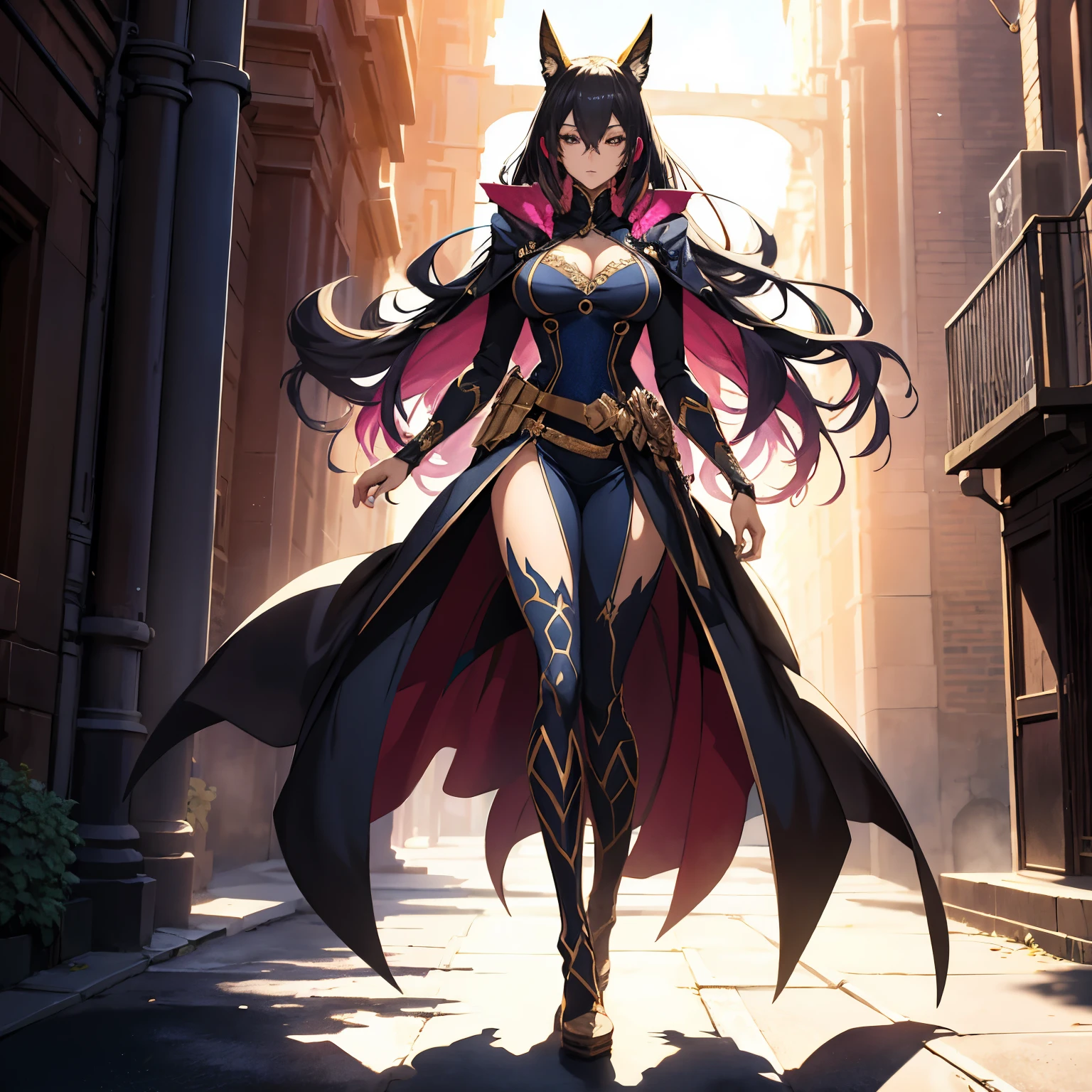 2d anime 37 year old beautiful woman, wear a long costume, all body, colorful art type, best quality, 16k quality, masterpiece, >, all body, have a long beautiful legs, super detailed, deep shadow quality, advanced background and shadows quality.