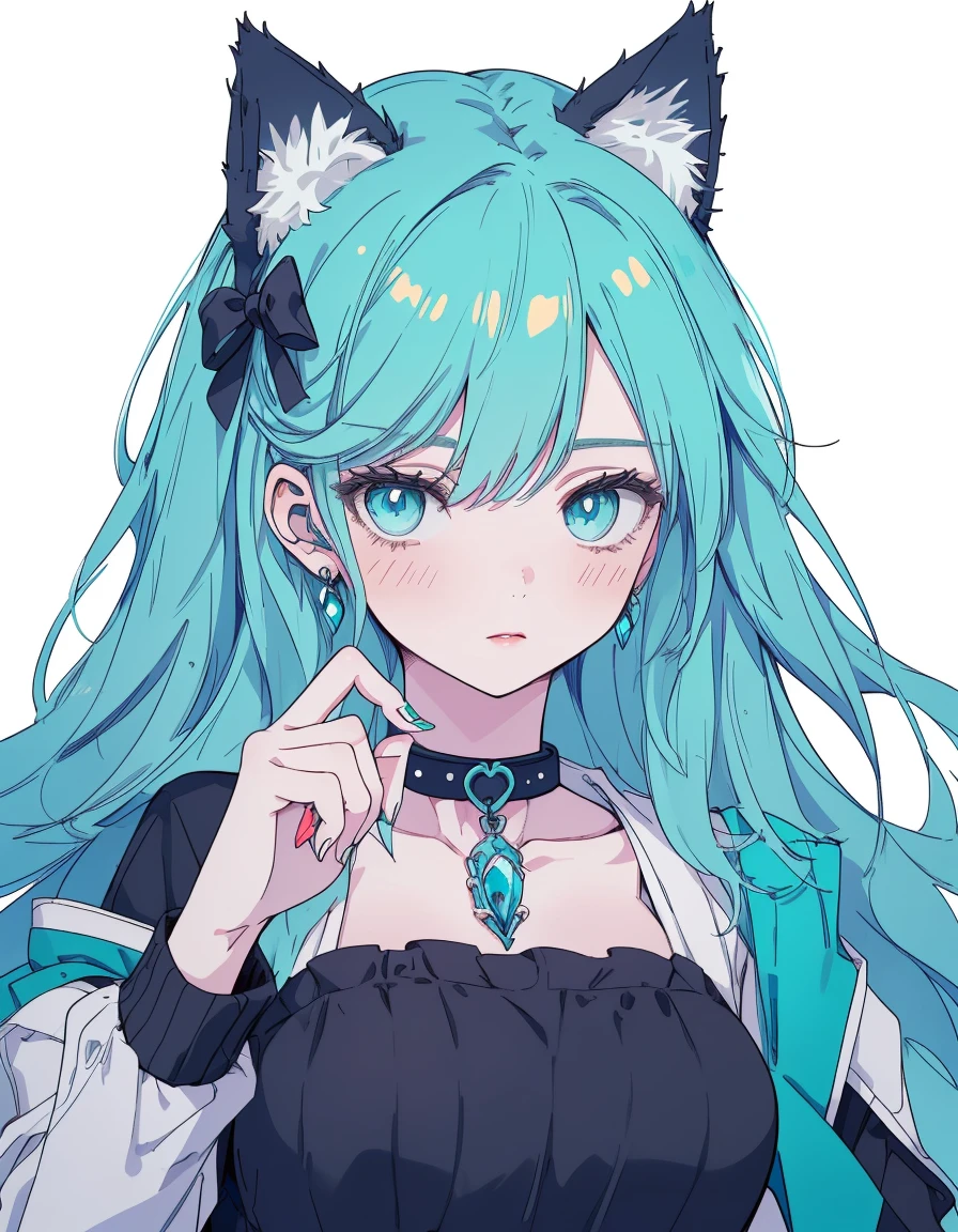 city girl, gothic Lorita, jitome, wince, ((masterpiece, best quality:1.5)), ((Beautiful detailed cat aqua eyes:1.2)), cat ears, pale skin, medium breasts, beautiful hands, beautiful fingers, EasyNegative