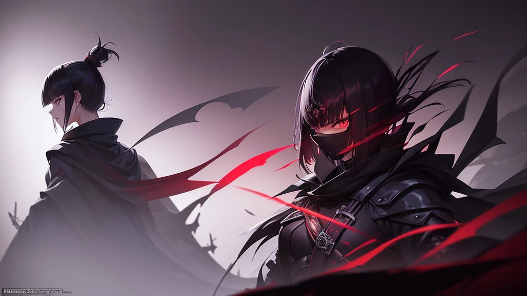 a solo shadow warrior anime, 1girl, warrior, katana, cloak, mask, mysterious, stealth, high contrast, dramatic lighting, cinematic, dark fantasy, moody atmosphere, vibrant colors, intricate details, digital painting, artstation, concept art, hyperrealistic, 8k, best quality, intricate details, masterpiece with shadow elemet background