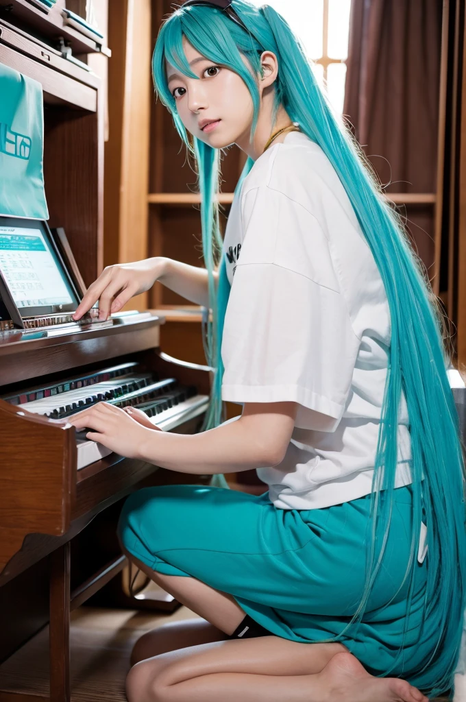 Hatsune Miku、Sticking a male organ into a female organ