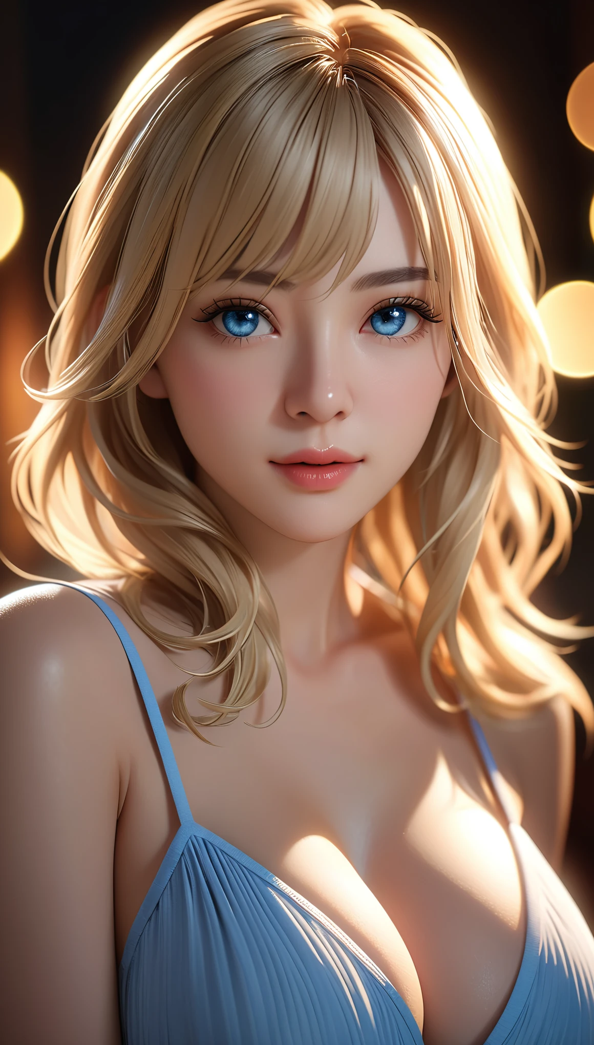 best quality, masterpiece, High resolution, portrait, actual, blue eyes, blond, Large Breasts, 8K resolution, high qualityCG, Beautiful CG, Soft Light, The Tyndall effect, lifelike, two-tone lighting, Side lighting, (HD Skin:1.2), 8K超高清, high quality, Volumetric lighting, confess, photography, 超High resolution, 8K, Bokeh, Shallow depth of field