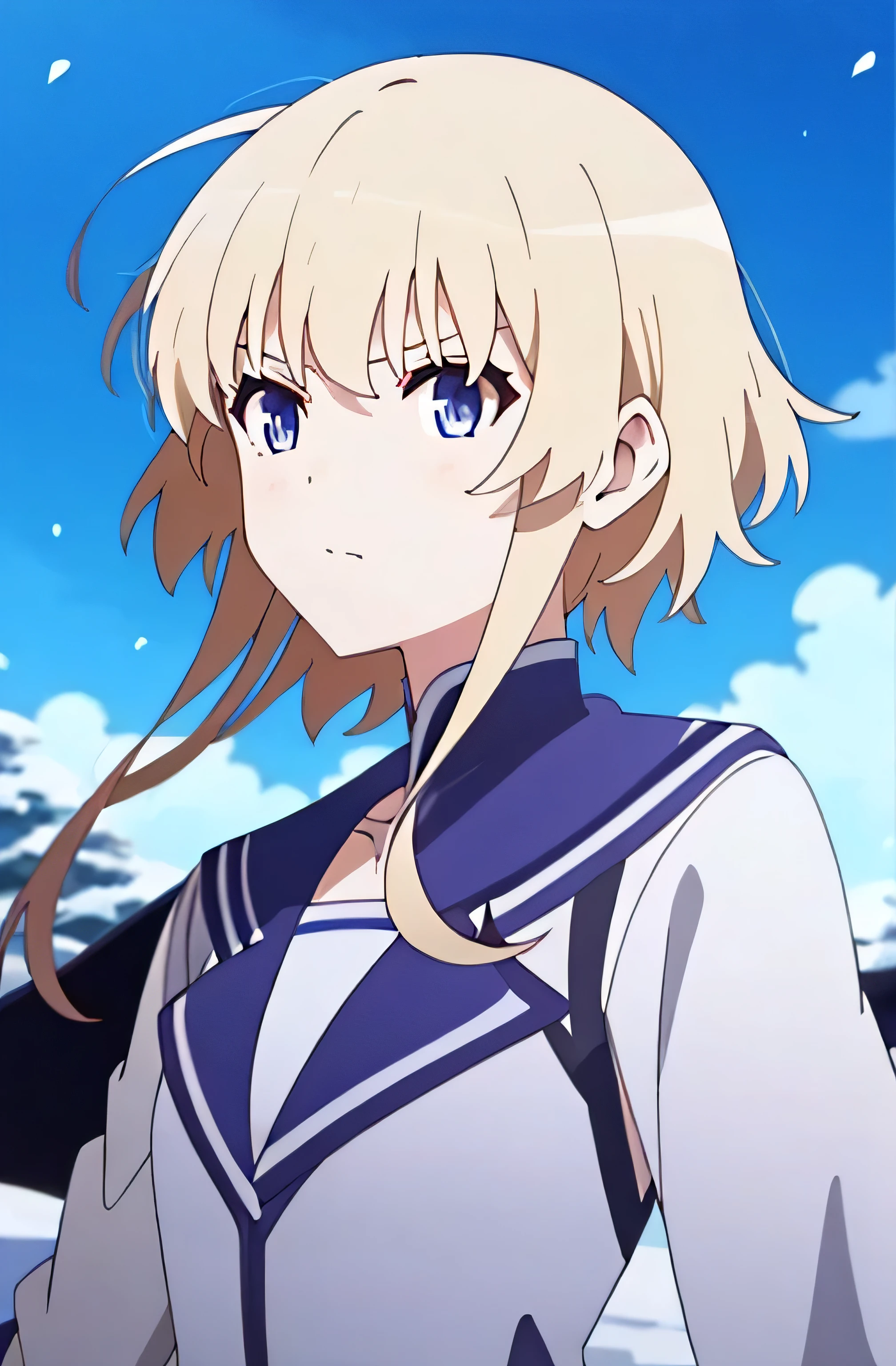 Anime girl with short hair and purple eyes standing in the snow, anime moe art style, style of anime4 K, Anime art wallpaper 8 K, Anime art wallpaper 4 K, Anime art wallpaper 4k, Anime wallpaper 4K, Anime wallpaper 4 k, Detailed digital anime art, 4K anime wallpaper, 4k manga wallpapers, clean and meticulous anime art, a beautiful anime portrait