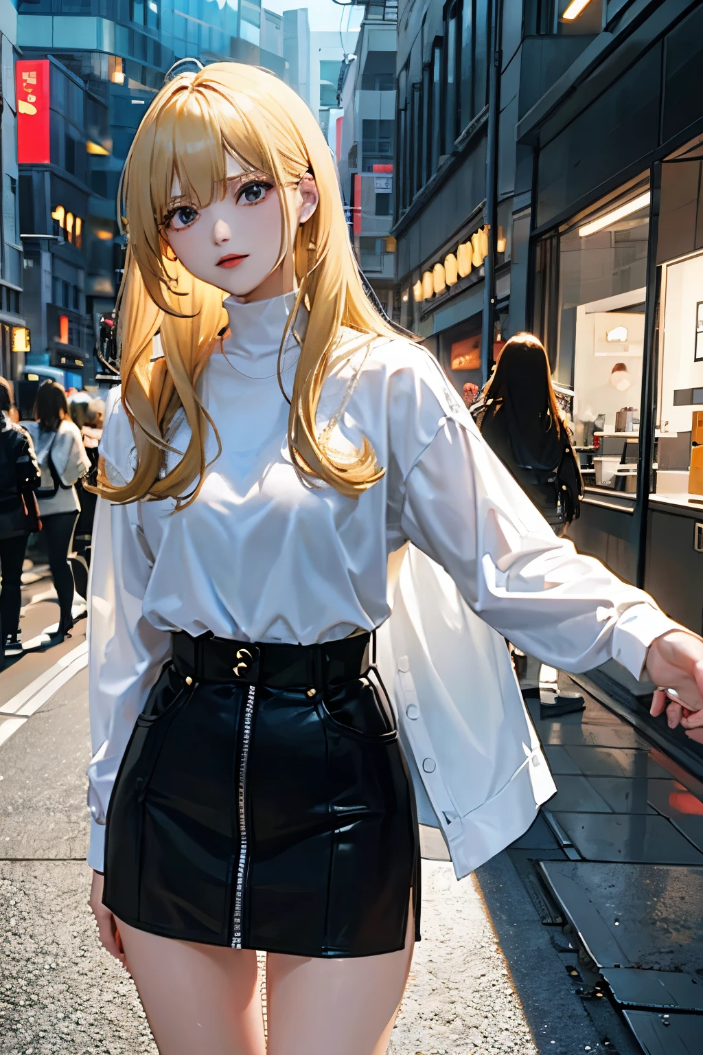 A beautiful woman who despises and betrays her boyfriend. She has blonde hair and wears modern clothes