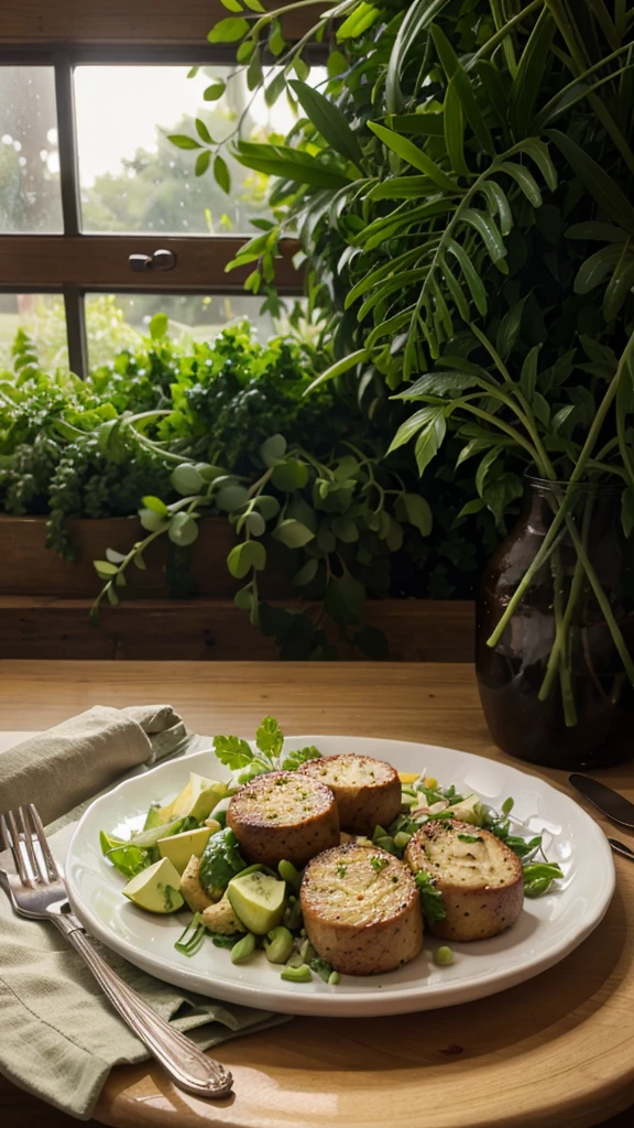 a keto friendly meal, surrounded by green color