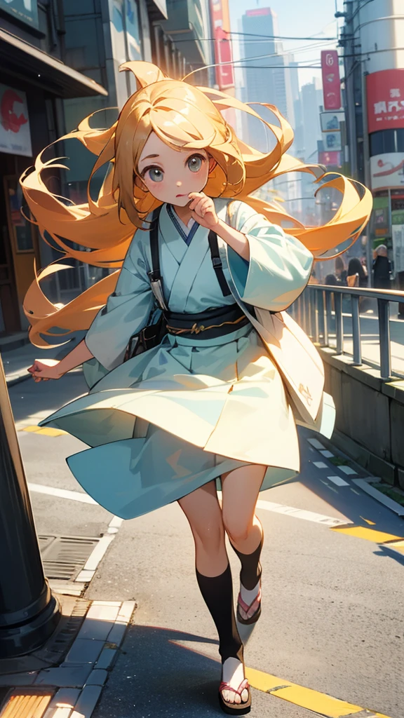 photograph , 16K , Live action , hyper realistic , best quality , Full body. Realistic in detail , Background is the city. Nice weather. Young Japanese woman. Cute. Big eyes.