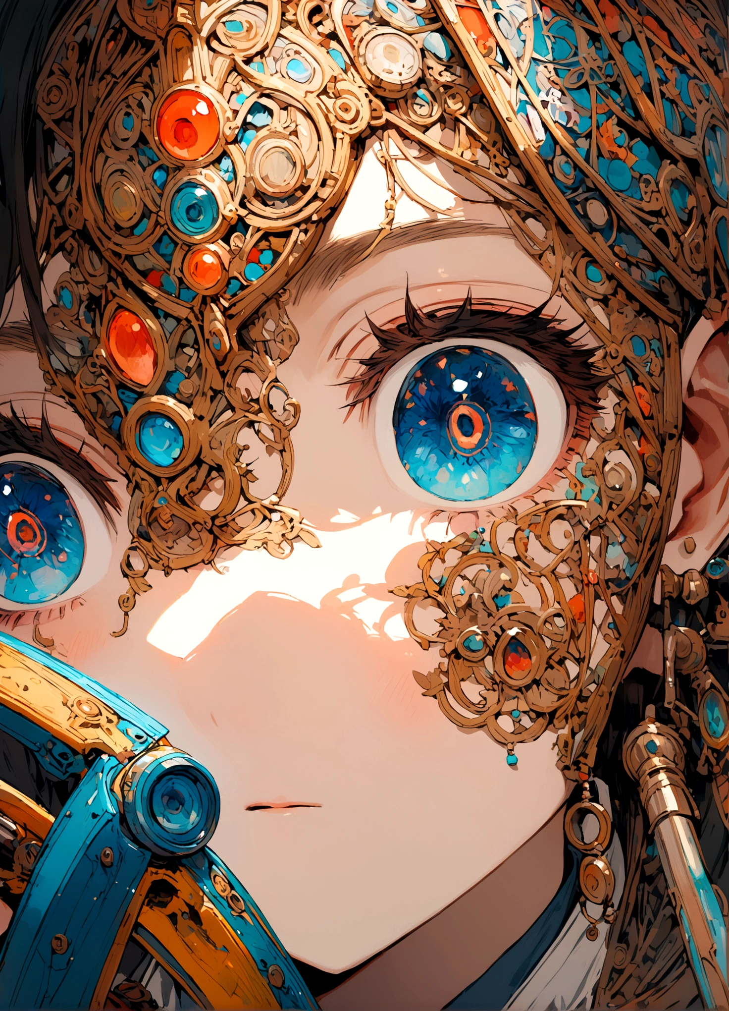 A close-up of the protagonist's eyes widening as they discover a new tool on the website.