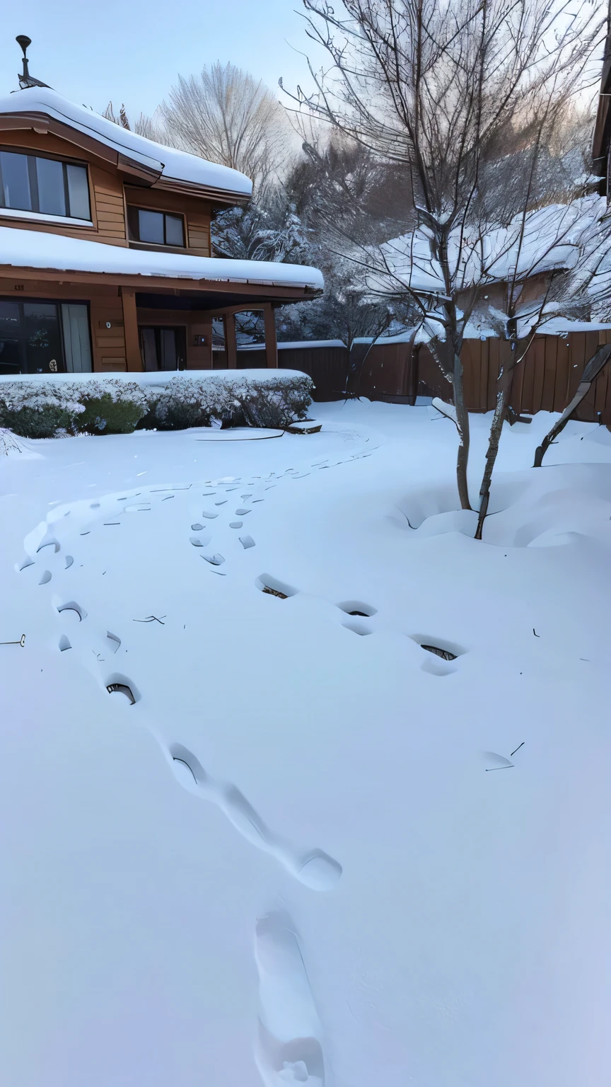 A garden with only branches and snow piled up in the garden