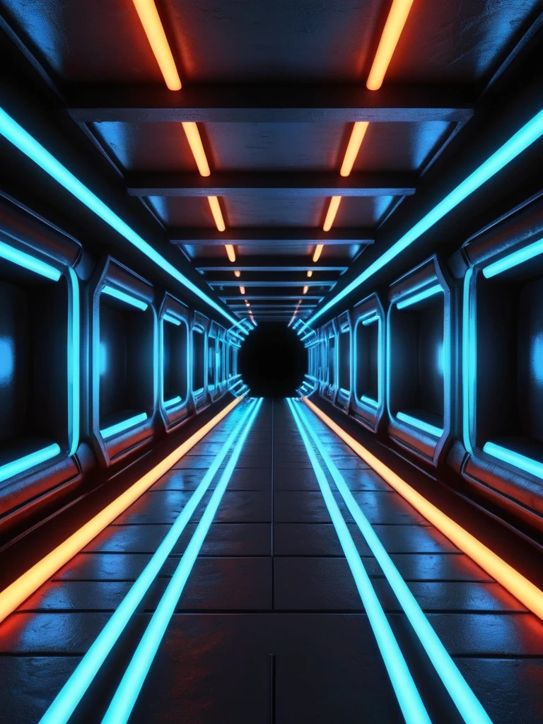 tunel, infernal themed futuristic background image, cables hell neon, symmetrical image, hell, White wall, negro, blue, wall in the background