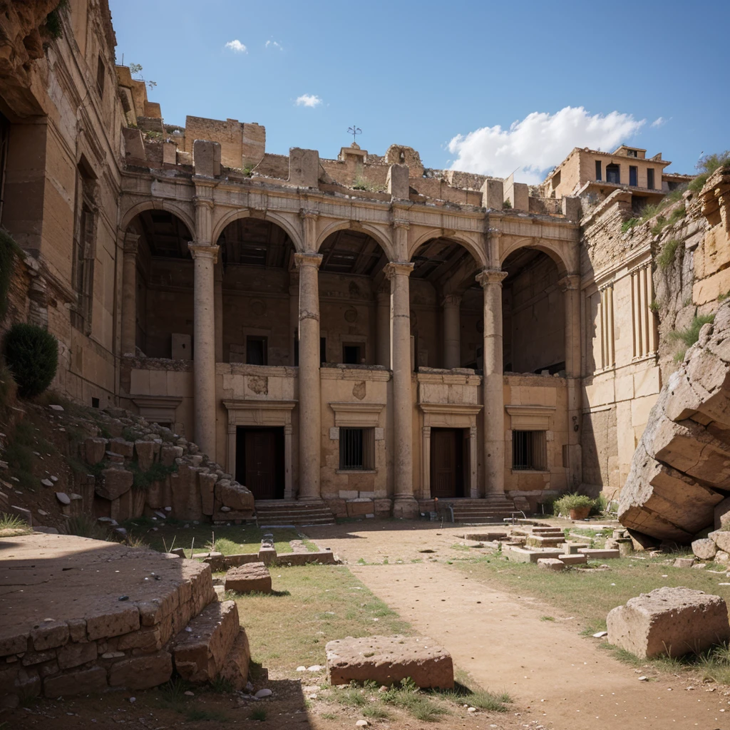 anciant rome forum building build in the rocks on the mountain