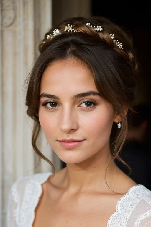 Génère une image réaliste d’une femme jeune âgée entre 20 et 30 ans, métisse, très très belle, des yeux clairs, une chevelure et un visage parfaite