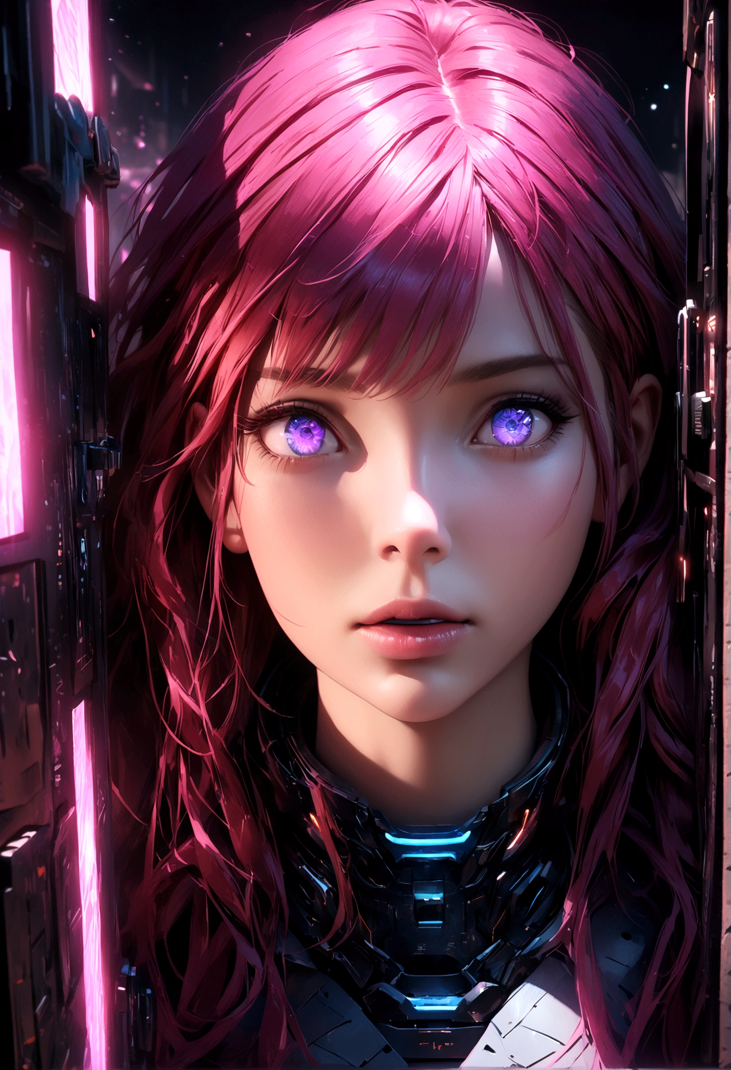 a close-up of a woman's widening eyes, detailed eyes, beautiful detailed iris, expressive eyes, discovering a new tool on a digital interface, high-tech user interface, futuristic technology, cinematic lighting, dramatic lighting, cinematic composition, photorealistic, 8k, best quality, extremely detailed, intricate detail, hyper realistic, vivid colors, stunning colors, dramatic lighting, cinematic mood