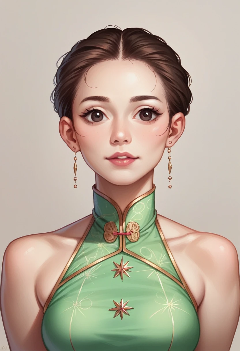 ultra-realistic 8k, CG, Flawless, Cute expression, Intricate details, 18-year-old girl wearing chiffon cheongsam, best quality, Realistic photos