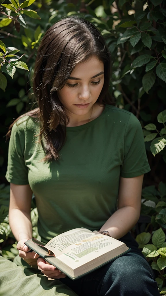 a person monitoring her progress in a book, surrounded by green color