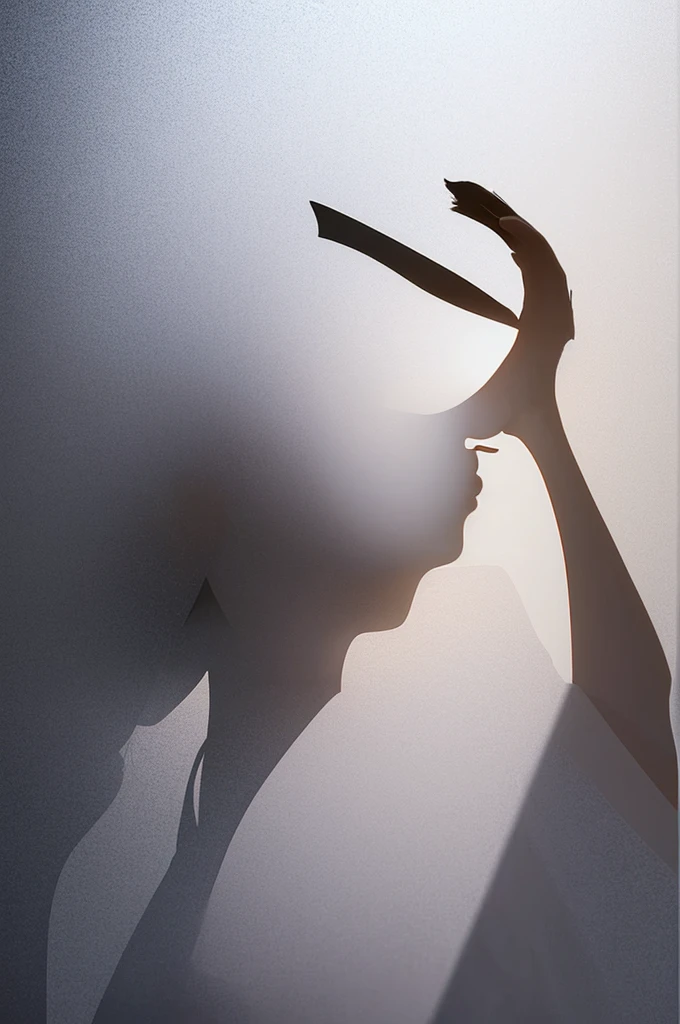 Create a silhouette of a girl spitting, all-white background