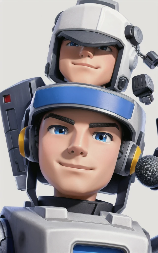 create a pfp of  boy wearing robot suit .white background 