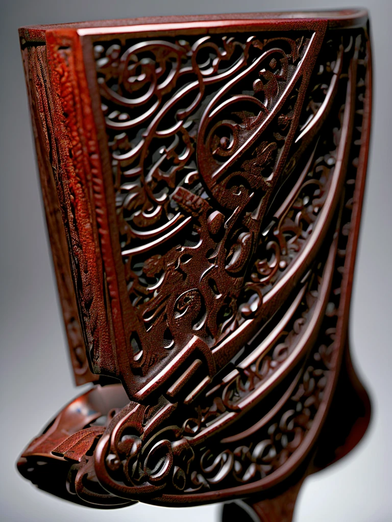 a colossal pair of scissors, much larger than any common scissors, with razor-sharp scarlet red blades that seem to almost pulse with a sinister energy. The edges of the blades are adorned with intricate black detailing, like tribal patterns or ancient runes, which give the weapon an even more threatening appearance.The handle of the scissors is made of a material as black as night., maybe a dark metal or a magical wood, and is carved with shadowy figures and ornamentation reminiscent of gargoyles or mystical creatures. The handle design is ergonomic, allowing the user to handle it with surprising ease despite its imposing size.Aura:The scissors emanate a dark and intimidating aura. A dark, turbulent mist seems to envelop the blades, occasionally releasing sparks of dark energy.