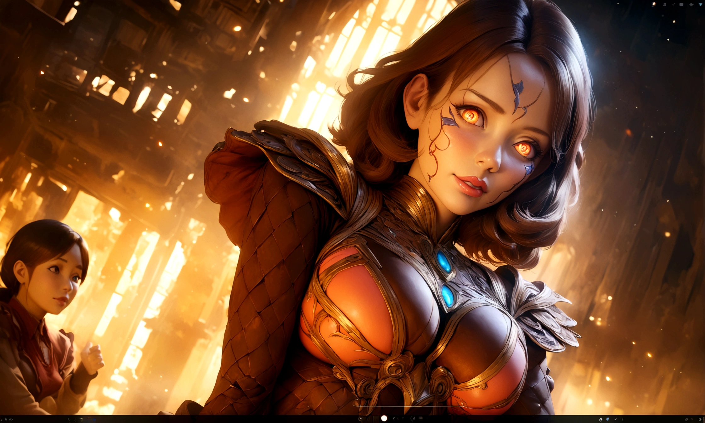 a detailed anime character,milfy mom,hesitant expression,typing in chat interface,detailed facial features,detailed eyes,detailed lips,detailed skin,intricate clothing,volumetric lighting,cinematic composition,dynamic camera angle,highly detailed,4k,8k,photorealistic,masterpiece,digital painting,vibrant colors,soft lighting,warm color tones