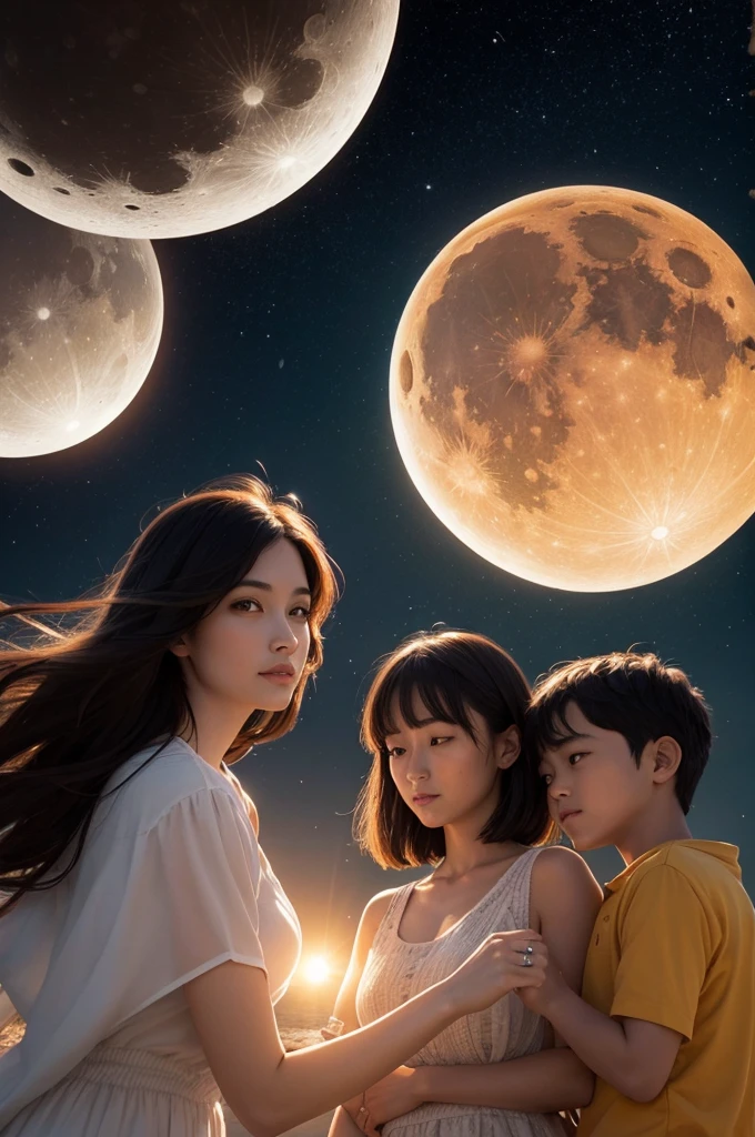 Make the sun, moon and eclipse as a realistic family 