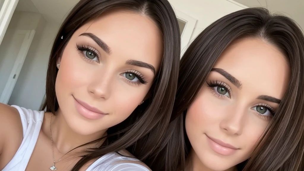pretty brunette woman selfie