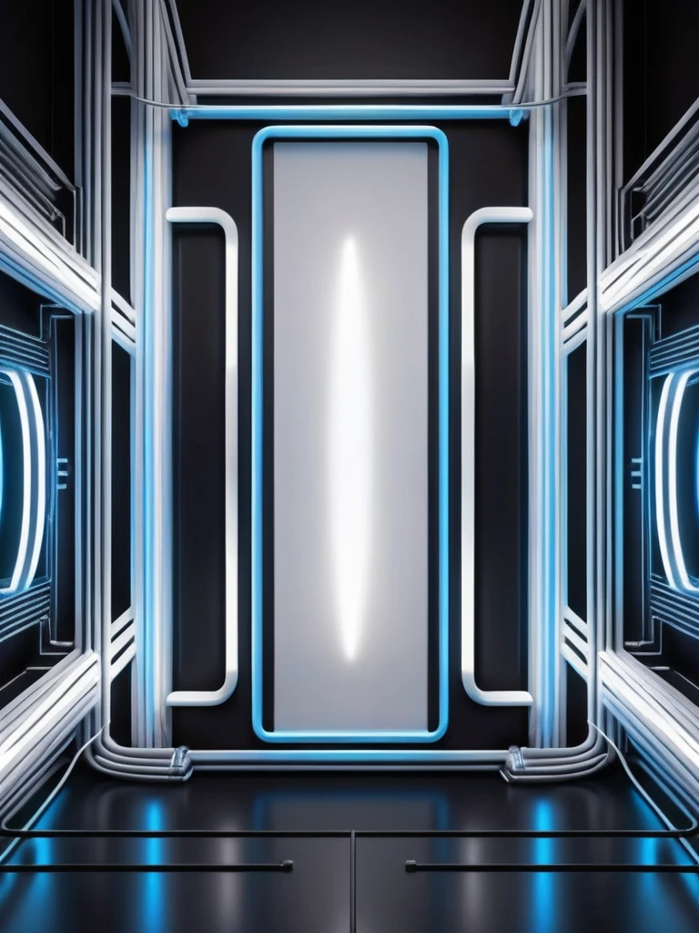 pared, Futuristic background image with hell theme., cables hell neon, symmetrical image, hell, White wall, negro, Blue, techno music production studio