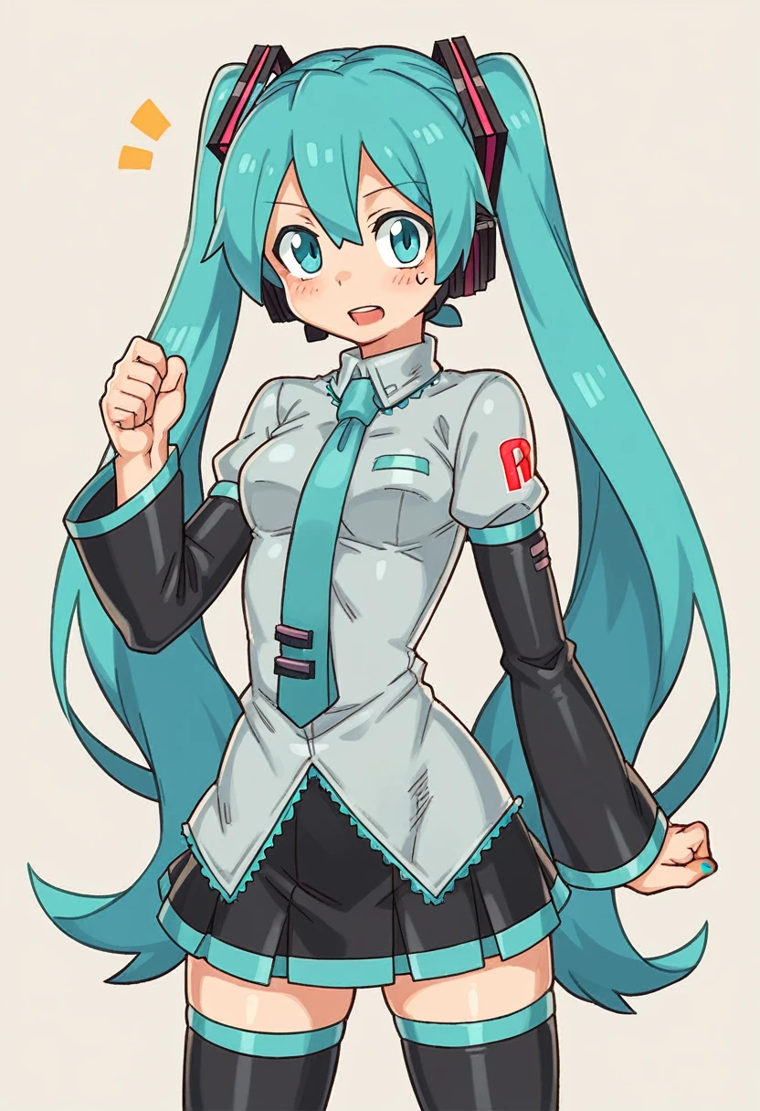 score_9, score_8_up, score_7_up, source_anime, BREAK, (((xeu))), 1girl, solo, Hatsune miku, team rocket uniform