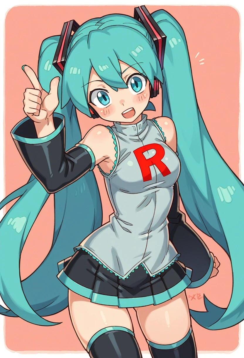 score_9, score_8_up, score_7_up, source_anime, BREAK, (((xeu))), 1girl, solo, Hatsune miku, team rocket uniform, Face full of scars、Skin shiny with sweat、 injured scared girl、 crying wet bursting out eyes, real tears streaming down face, ultra-detailed eyes,bandaid on face,covered with mud,expression of despair,Illumination that emphasizes shiny sweat{{{Spread }}},(crotch rope walking:1.0)