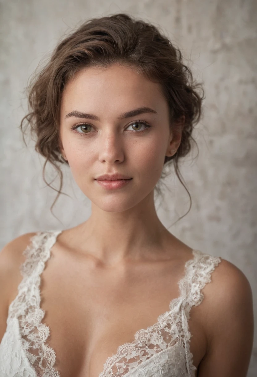 une femme sensuelle, cheveux brun, beau visage,Caractéristiques détaillées du visage,Robe en dentelle,décolleté décolleté,pose provocante,1fille,photoréaliste,éclairage exquis,couleurs douces et chaudes,clair-obscur dramatique,chef-d&#39;œuvre,Ultra-détaillé,cinématique, Tons sépia, expression excitée, col décolleté en dentelle, texture naturelle de la peau, humeur mélancolique , Ambiance hors du temps. beaux yeux détaillés, belles lèvres détaillées, yeux et visage extrêmement détaillés, photoréaliste, très détaillé, hyper réaliste, éclairage de studio, chef-d&#39;œuvre, Détails complexes, pose dynamique, éclairage dramatique, tons de couleurs chaudes, cinématique, élégant,