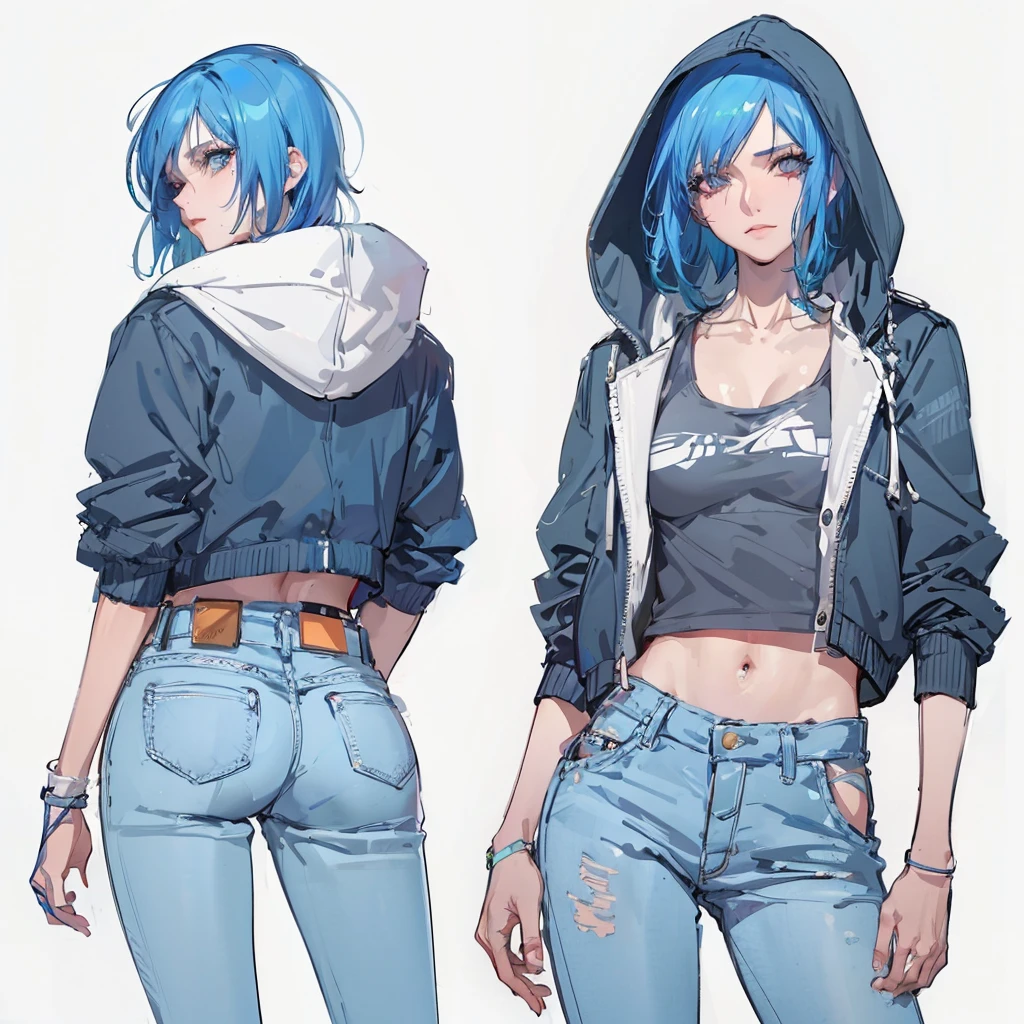 There's two naked and sexy women with blue hair.Garota de anime cyberpunk com capuz, Lois van Baarle e Rossdraw, personagem estilo anime, Estilo Ross Tran, estilo anime moderno, fanart menina urbana, 2 d estilo anime, Modelo IG | Artgerm, No estilo de Ross Tran, arte detalhada do personagem de anime, menina de anime cyberpunk feminino, estilo Artgerm