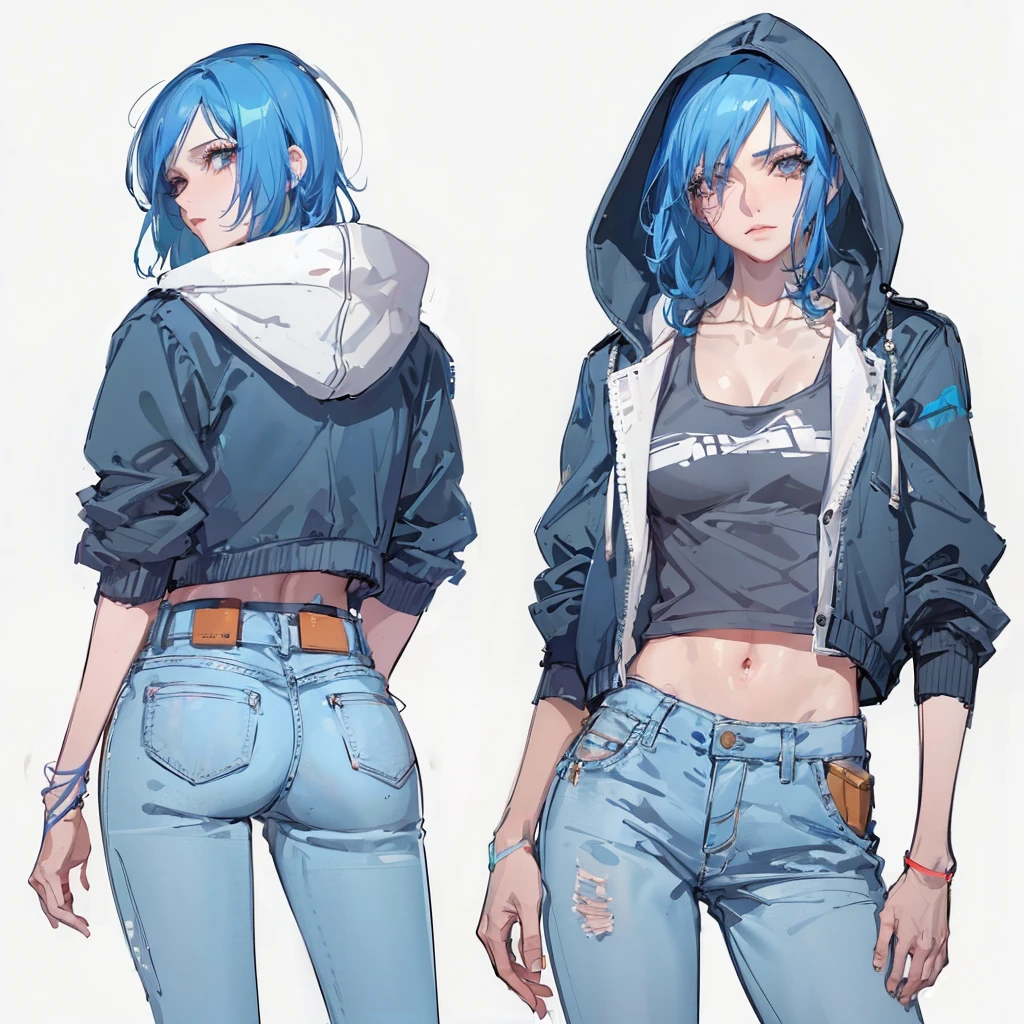 There's two naked and sexy women with blue hair.Garota de anime cyberpunk com capuz, Lois van Baarle e Rossdraw, personagem estilo anime, Estilo Ross Tran, estilo anime moderno, fanart urbana, 2 d estilo anime, Modelo IG | Artgerm, No estilo de Ross Tran, arte detalhada do personagem de anime, meninaime cyberpunk feminino, estilo Artgerm