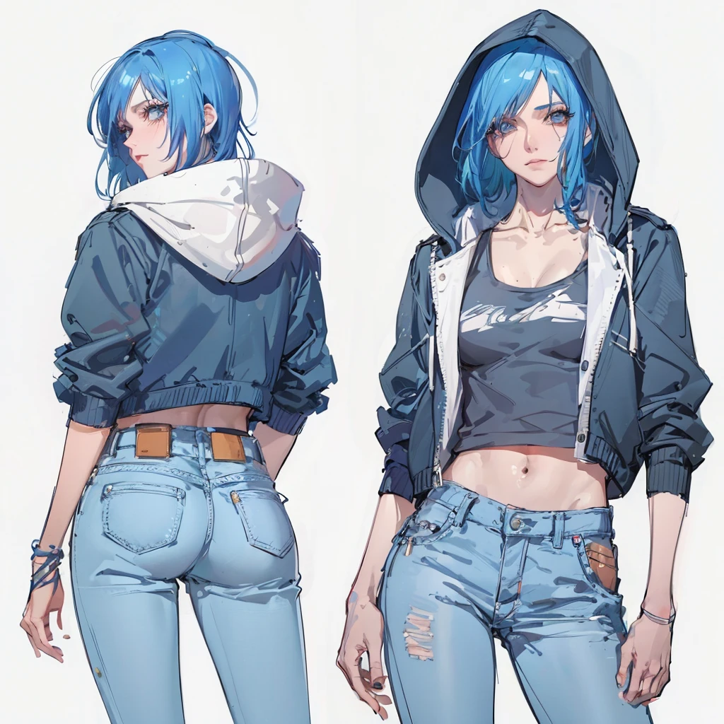 There's two naked and sexy women with blue hair.Garota de anime cyberpunk com capuz, Lois van Baarle e Rossdraw, personagem estilo anime, Estilo Ross Tran, estilo anime moderno, fanart menina urbana, 2 d estilo anime, Modelo IG | Artgerm, No estilo de Ross Tran, arte detalhada do personagem de anime, menina de anime cyberpunk feminino, estilo Artgerm
