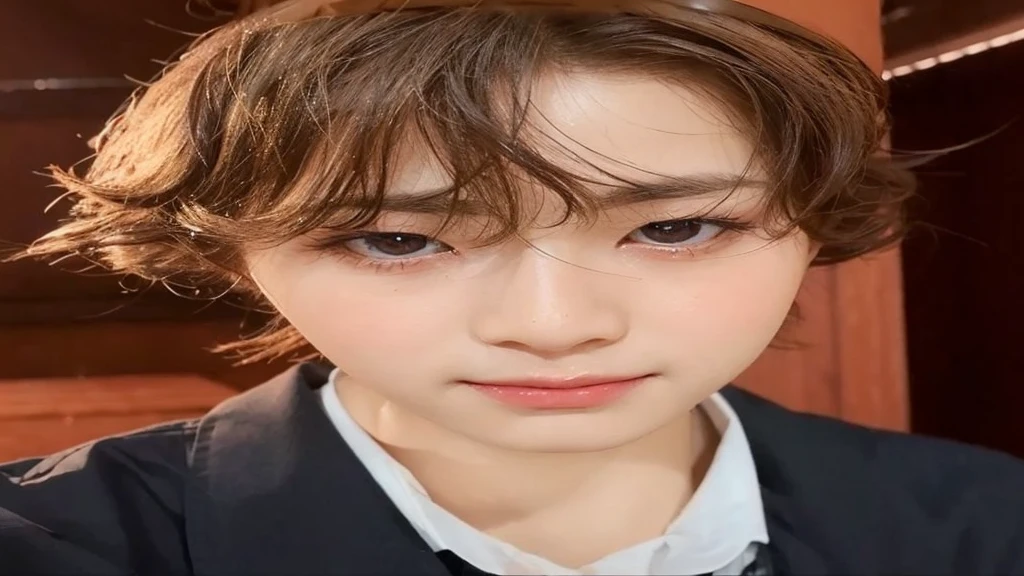 big, marked eyes, visible eyelids, bag with marked eyes, red and delicate lips, haku shota p1harmony
