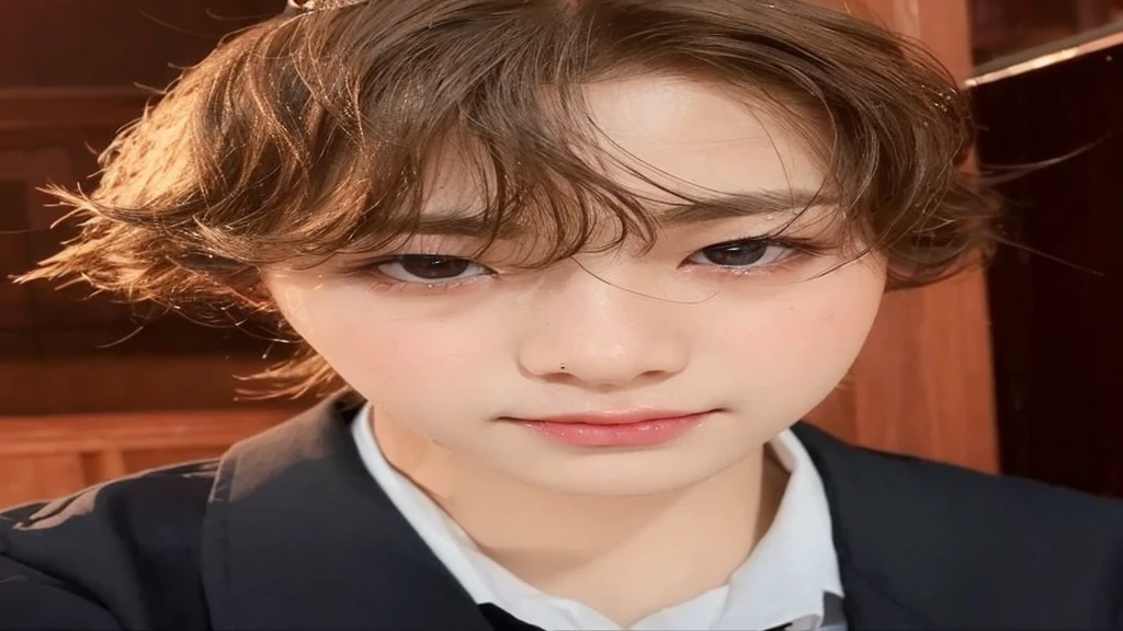 big, marked eyes, visible eyelids, bag with marked eyes, red and delicate lips, haku shota p1harmony