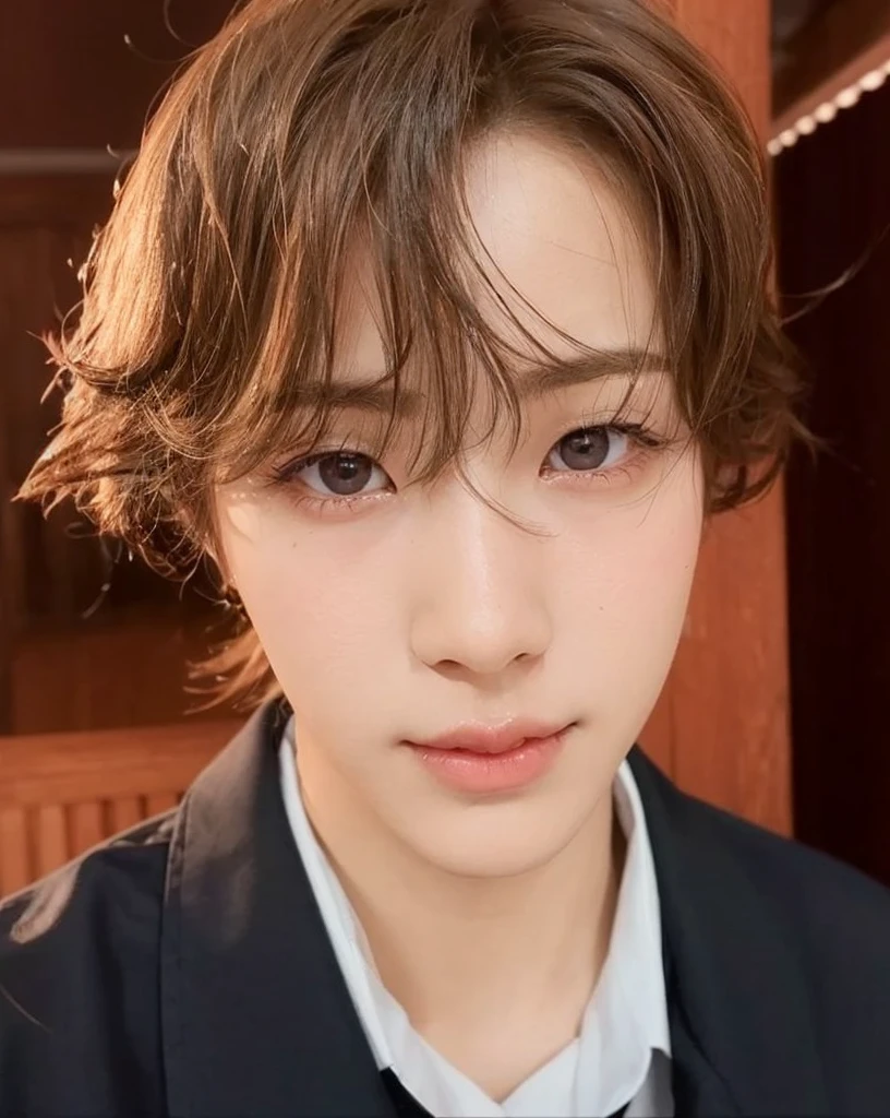 big, marked eyes, visible eyelids, bag with marked eyes, red and delicate lips, haku shota p1harmony