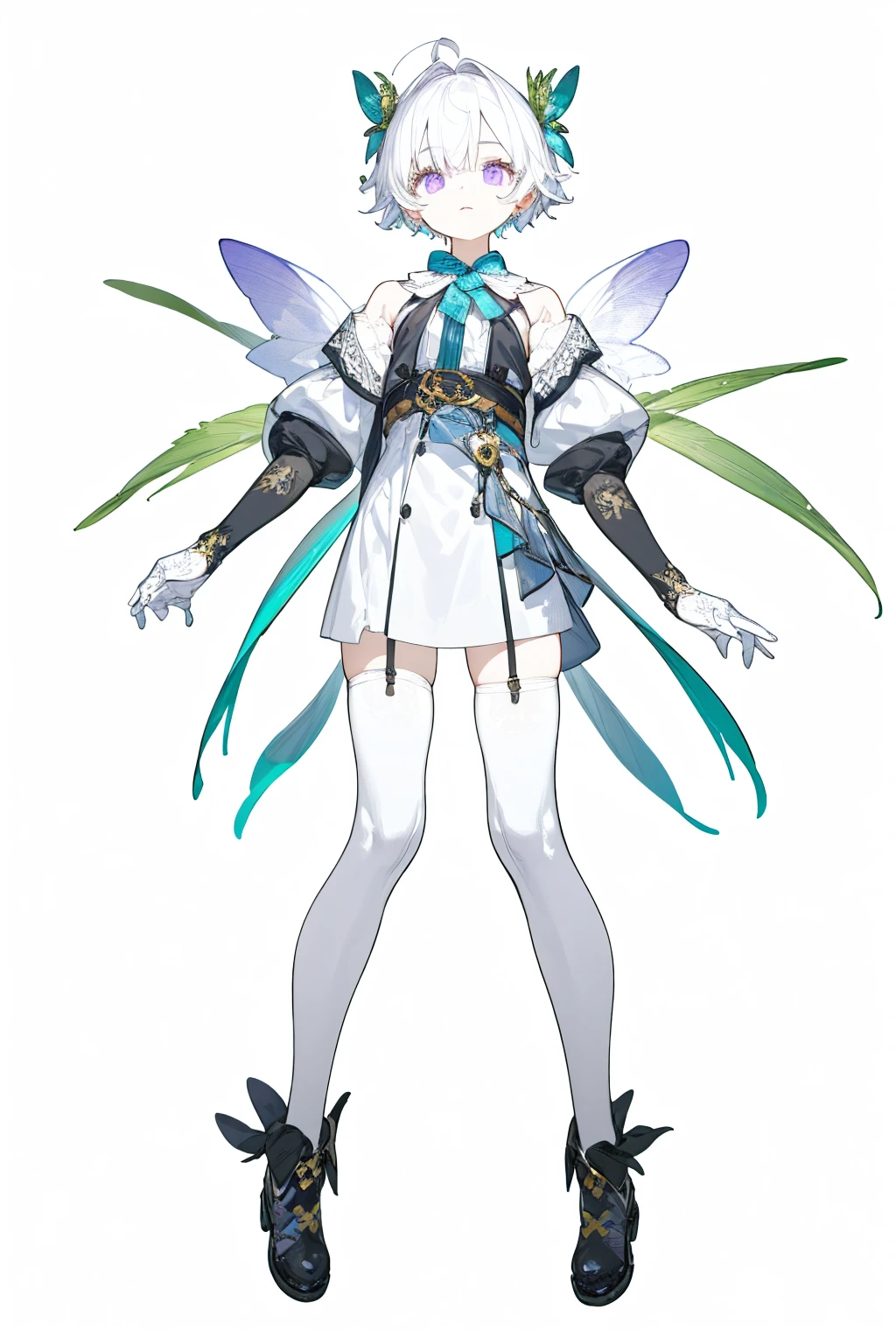 masterpiece, Best lighting, (((Super detailed))), Highest quality, lilac, Forest Fairy, Lily of the valley, ((The Mysterious Forest Boy)), Perfect Anatomy,  Cute Boys, Great body, The perfect proportions,  (((vtuber-fullbody)), No background, Blank Background, ((((((White Background)))))))