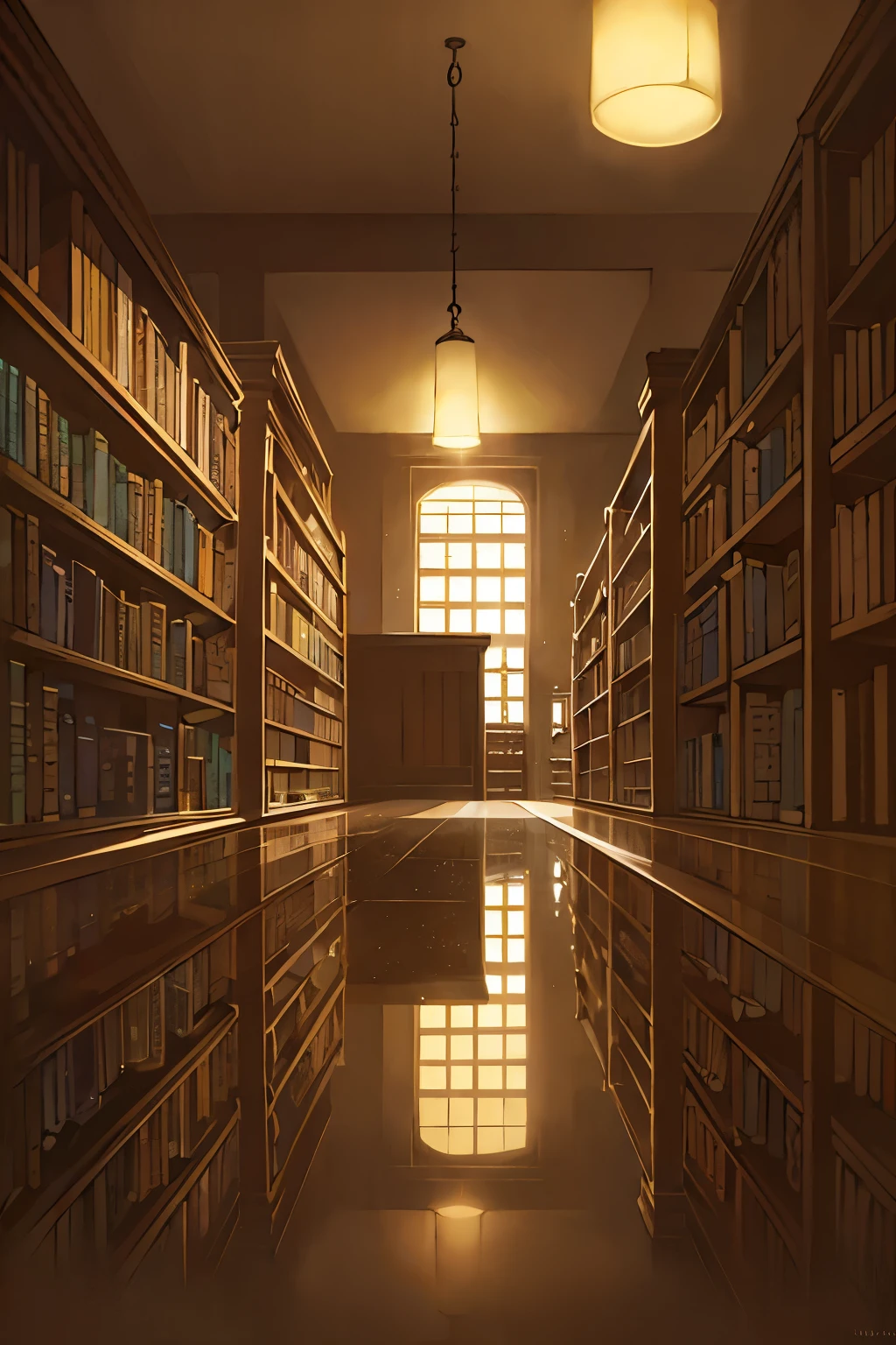 High-Quality Photographic Background, Library Setting, Horizontal Perspective, Shadowy Ambience, Abandoned Atmosphere, Booksellers Only, Monochromatic Tone, Foggy Glass Windows, Yellowish Lighting, (Vintage Architecture: 0.8), (Book-lined shelves: 1.2), (Reflections on the floor: 1.1), (Emptiness and solitude: 1.0) - a black and white photograph of a deserted library in the evening, with foggy windows and book-lined shelves casting long shadows. The yellowish light seeps in from the outside, casting an eerie atmosphere on the empty shelves. This photograph captures